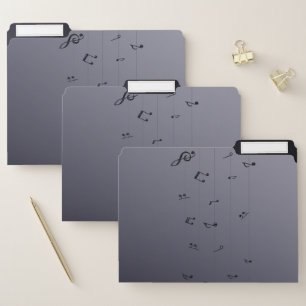 Dark Ombre Musical Notes Gray   File Folder