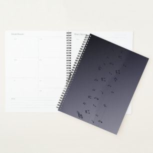 Dark Ombre Musical Notes Gray Planner