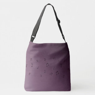 Dark Ombre Musical Notes Mauve Crossbody Bag