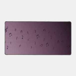 Dark Ombre Musical Notes Mauve Desk Mat