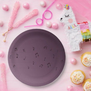 Dark Ombre Musical Notes  Mauve  Paper Plates