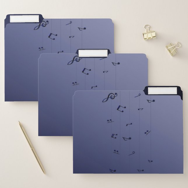 Dark Ombre Musical Notes Navy File Folder (Set)