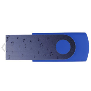 Dark Ombre Musical Notes Navy Flash Drive