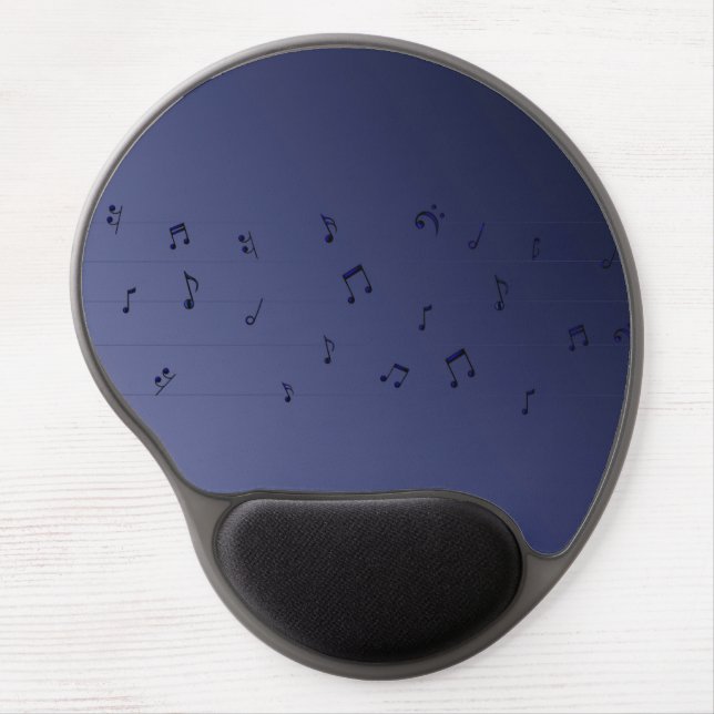 Dark Ombre Musical Notes Navy  Gel Mouse Pad (Front)