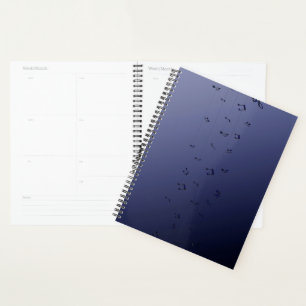 Dark Ombre Musical Notes Navy Planner
