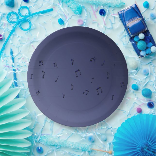 Dark Ombre Musical Notes  Paper Plates (Party)