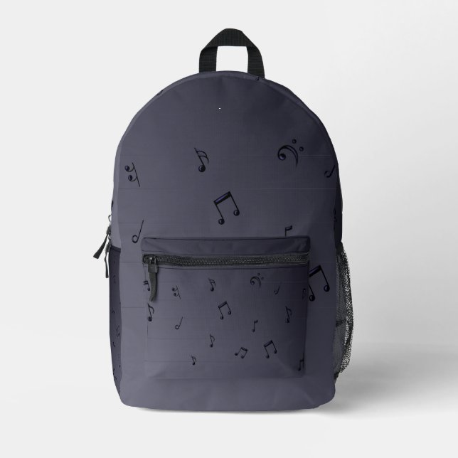  Dark Ombre Musical Notes  Printed Backpack (Front)