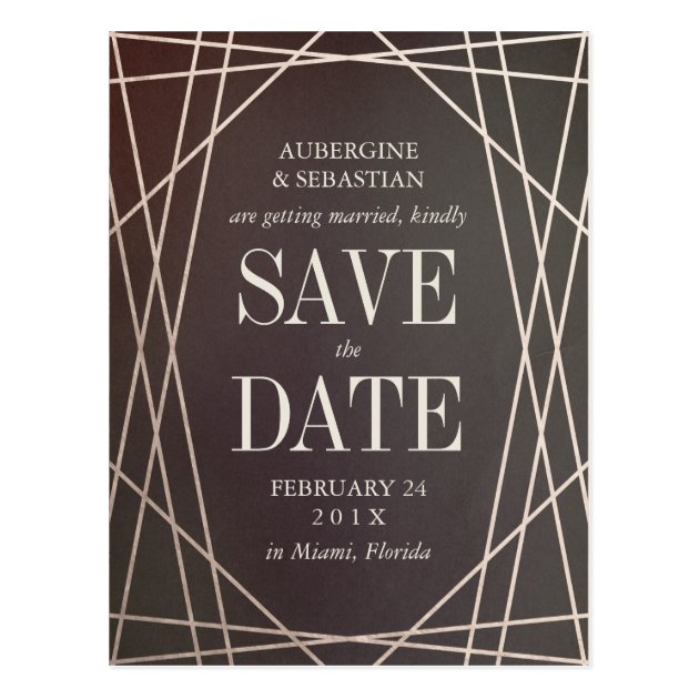 Dark Opaline Gemstone Wedding Save The Date Postcard