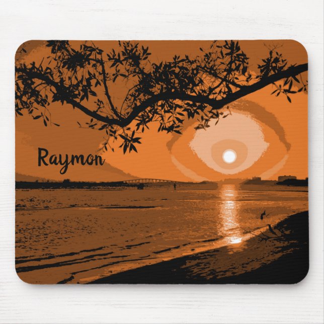 Dark Orange and Black Sunset Mouse Pad (Front)