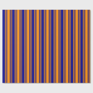 Dark Orange and Dark Blue Colored Striped Pattern Wrapping Paper