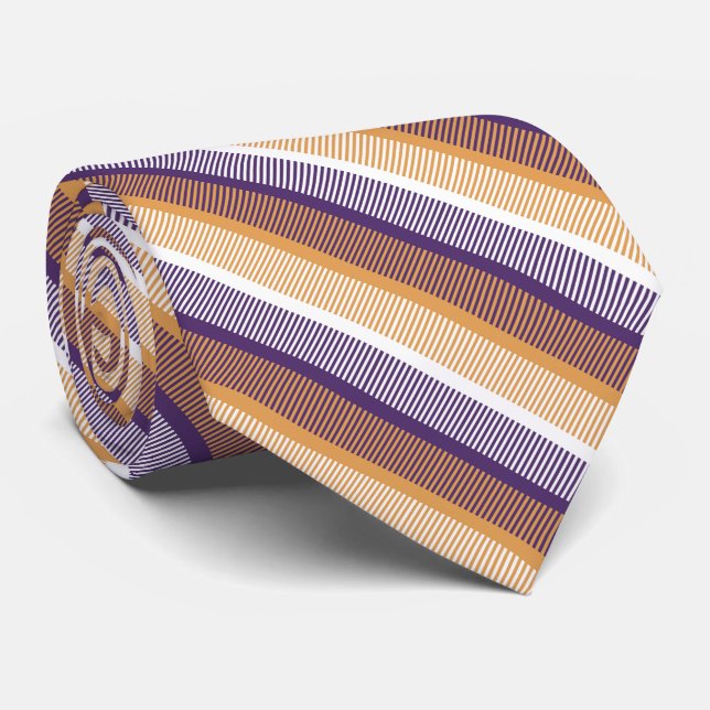Dark Orange and Purple Stripes Neck Tie (Rolled)