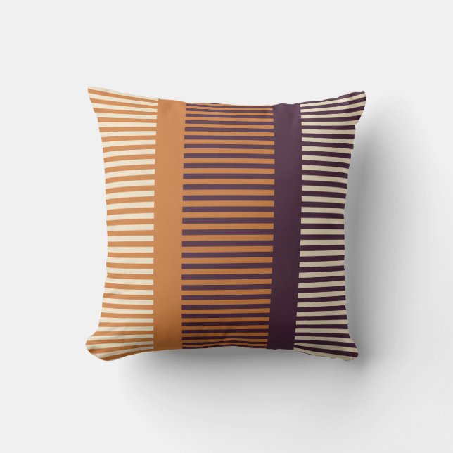 Dark Orange and Purple Stripes  Throw Pillow (Front)