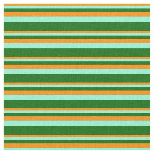 Dark Orange, Aquamarine, and Dark Green Stripes Fabric