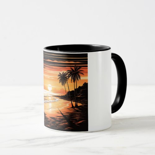 Dark Orange Beach Mug _ Warm Coastal Design