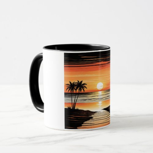 Dark Orange Beach Mug _ Warm Coastal Design