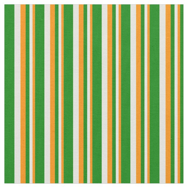 Dark Orange, Beige & Green Striped/Lined Pattern Fabric (Close Up)
