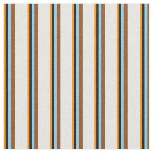 Dark Orange, Black, Sky Blue, Brown & Mint Cream Fabric