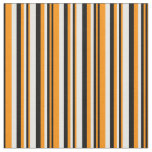 [ Thumbnail: Dark Orange, Black & White Lined/Striped Pattern Fabric ]