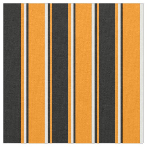 Dark Orange, Black & White Pattern of Stripes Fabric