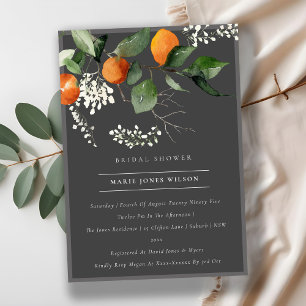 Dark Orange Blossom Foliage Bridal Shower Invite