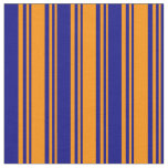 [ Thumbnail: Dark Orange & Blue Striped Pattern Fabric ]