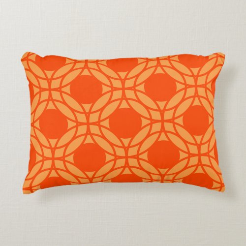 Dark Orange Circles and Dots Pattern Round Pillow