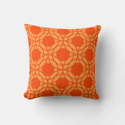 Dark Orange Circles Geometric Pattern Throw Pillow