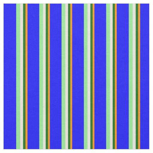 Dark Orange, Dark Green, Beige, Light Green & Blue Fabric