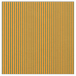 [ Thumbnail: Dark Orange & Dark Olive Green Pattern of Stripes Fabric ]