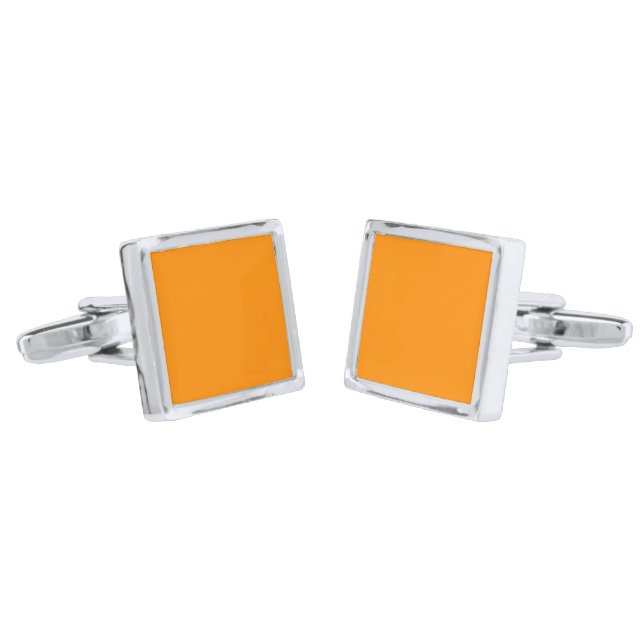 Dark Orange FF8C00 Solid Color Design Cufflinks (Angled)