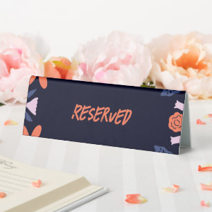 Dark Orange Floral Bridal Shower Table Tent
