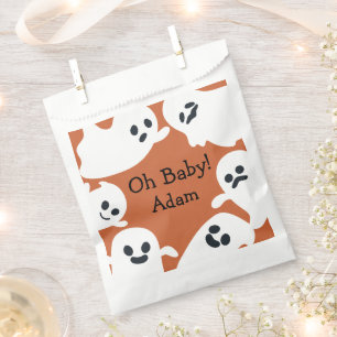 Dark Orange Flying Ghost Halloween Baby Shower Favor Bag