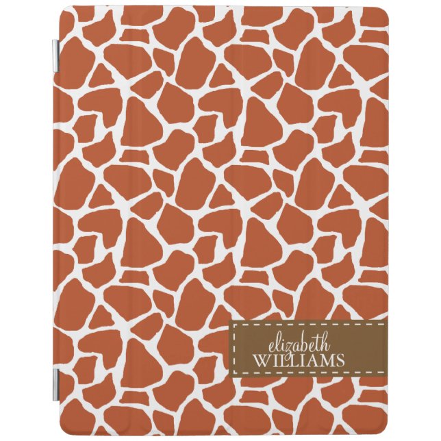 Dark Orange Giraffe Pattern Personalized iPad Smart Cover (Front)