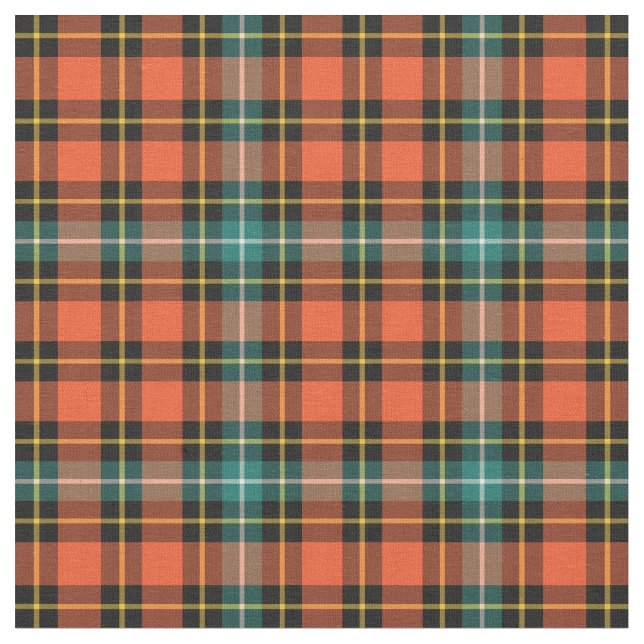 Dark Orange, Green and Black Halloween Plaid Fabric (Close Up)