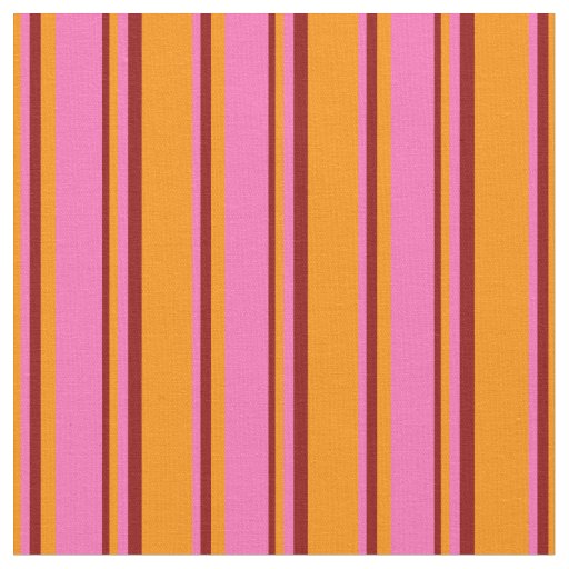 Dark Orange, Hot Pink & Dark Red Lined Pattern Fabric