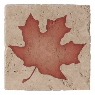 Dark Orange Leaf on Cream Trivet