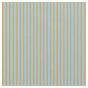 Dark Orange & Light Sky Blue Colored Stripes Fabric