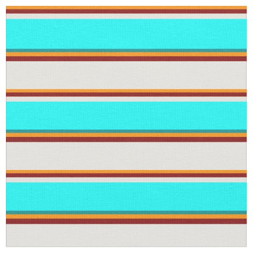 Dark Orange, Maroon, Light Yellow, Cyan, Dark Cyan Fabric