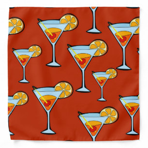 Dark Orange Martini Cocktail Pattern Bandana