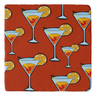 Dark Orange Martini Cocktail Pattern Trivet