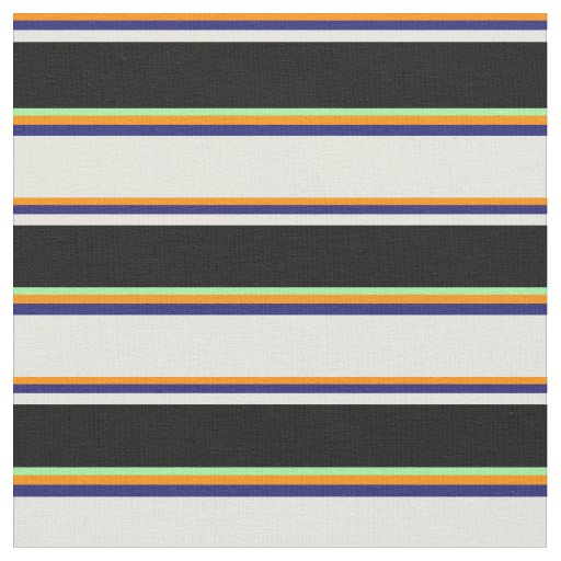 Dark Orange, Midnight Blue, Beige, Black & Green Fabric