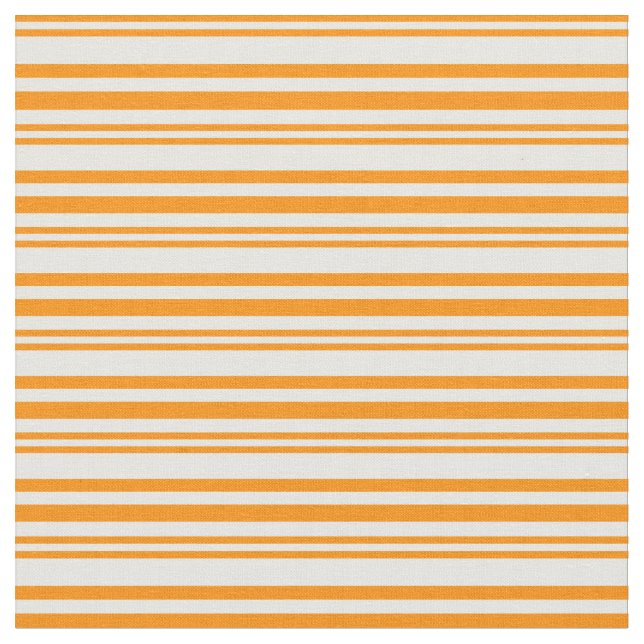 Dark Orange & Mint Cream Stripes Fabric (Close Up)