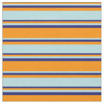 [ Thumbnail: Dark Orange, Powder Blue, and Midnight Blue Lines Fabric ]