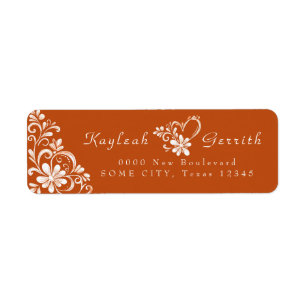 Dark Orange Shabby Chic Return Address Label