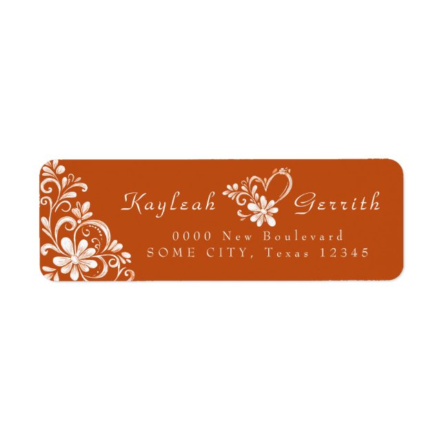 Dark Orange Shabby Chic Return Address Label (Front)