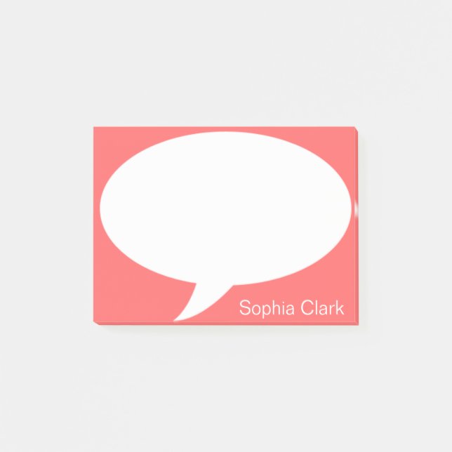 Dark Orange Talk Bubble Rounded Personalized Post-it Notes (Front)
