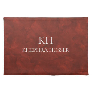 Dark Orange Watercolor Monogram Cloth Placemat