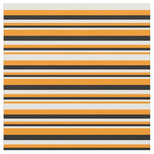 Dark Orange, White & Black Lines Pattern Fabric