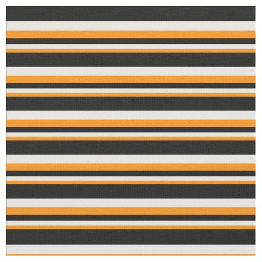 Dark Orange, White & Black Lines Pattern Fabric