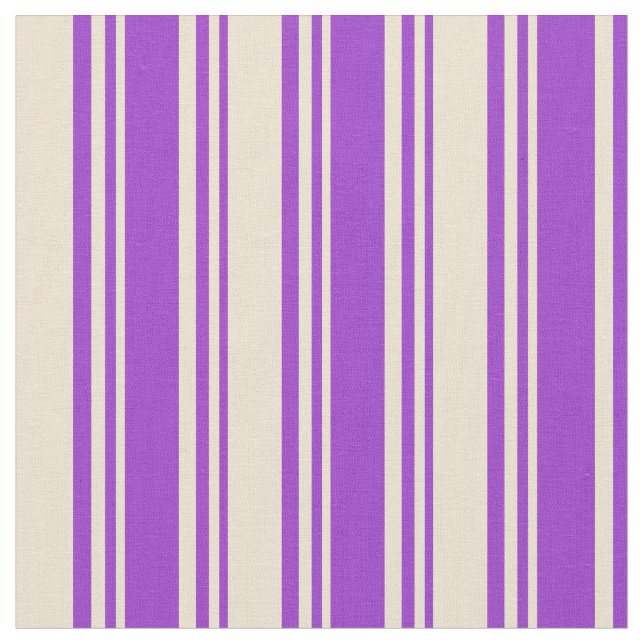 Dark Orchid and Beige Lined/Striped Pattern Fabric (Close Up)